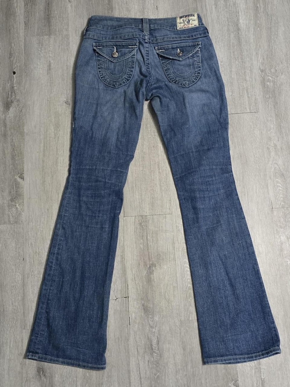 Vintage Y2K True Religion Blue Bootcut Flare Low Rise Jeans USA Womens Size 27